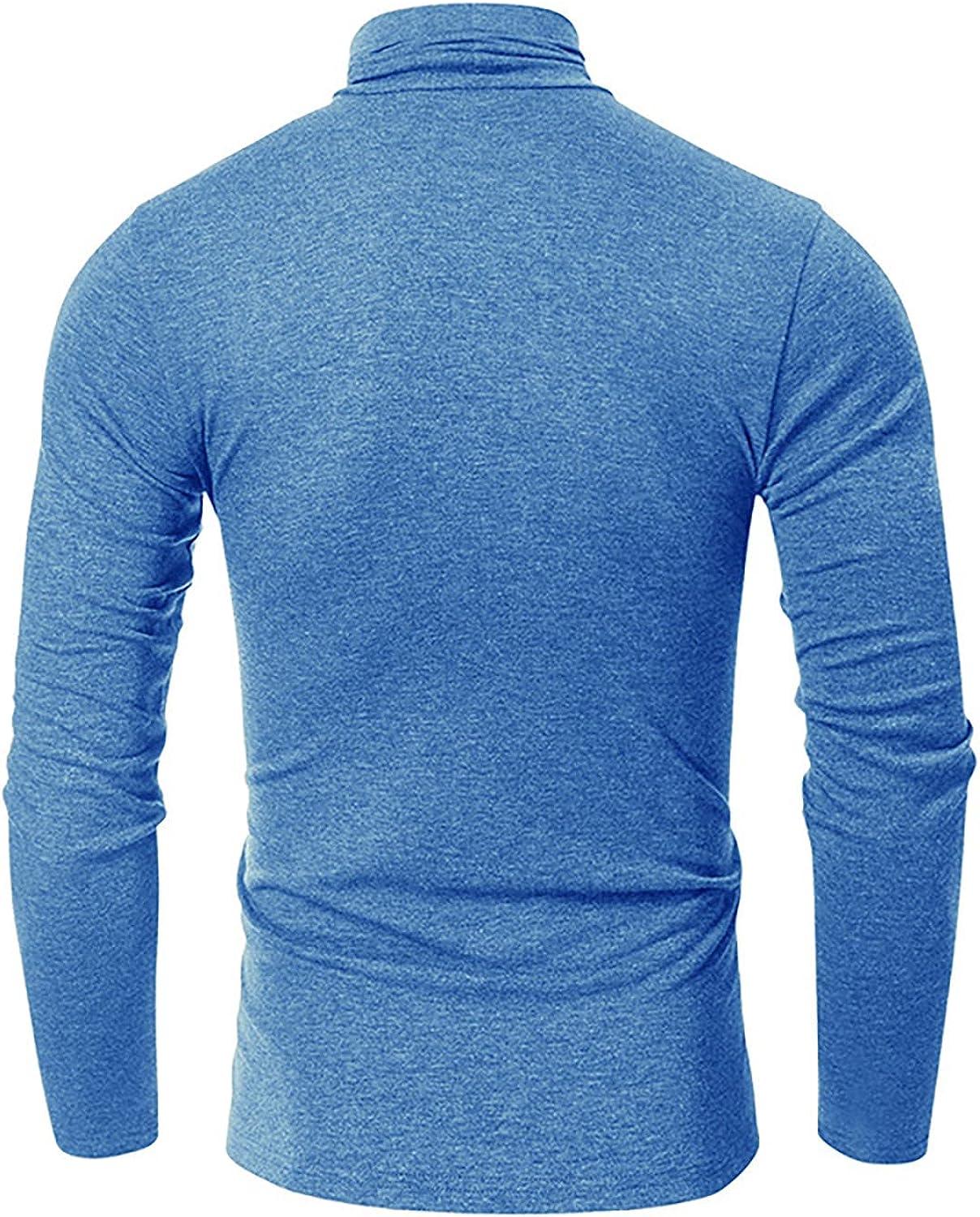 FFNMZC Men's Autumn Pullover Solid Long Sleeve Shirts High Collar
