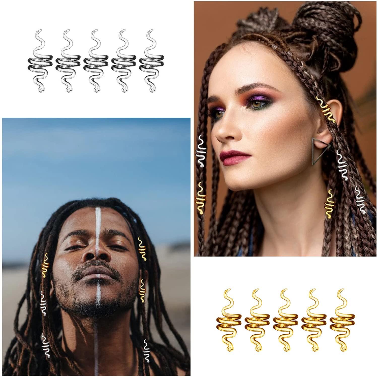 18 Pcs Hair Spiral Beads Metal Cuffs Dreadlock Loc Jewelry Hair Wraps ...