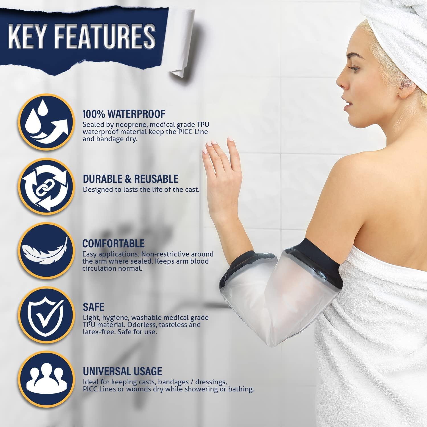 Reusable Waterproof PICC Line Shower Cover Large/XLarge (170250 pounds)