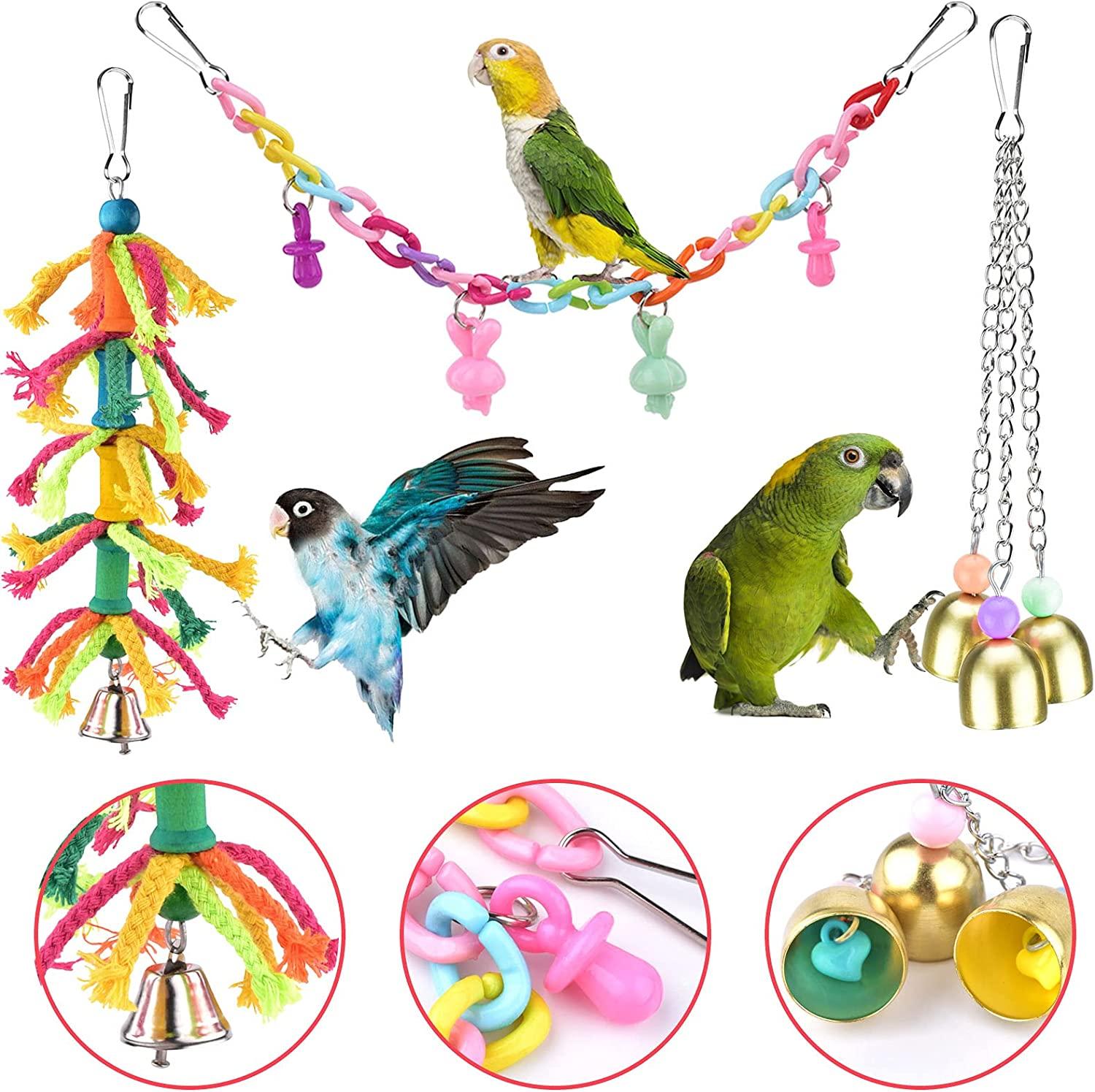 KATUMO Bird Toys, Natural Coconut Bird House with Colorful Ladder Hanging Chewing Toys Hammock