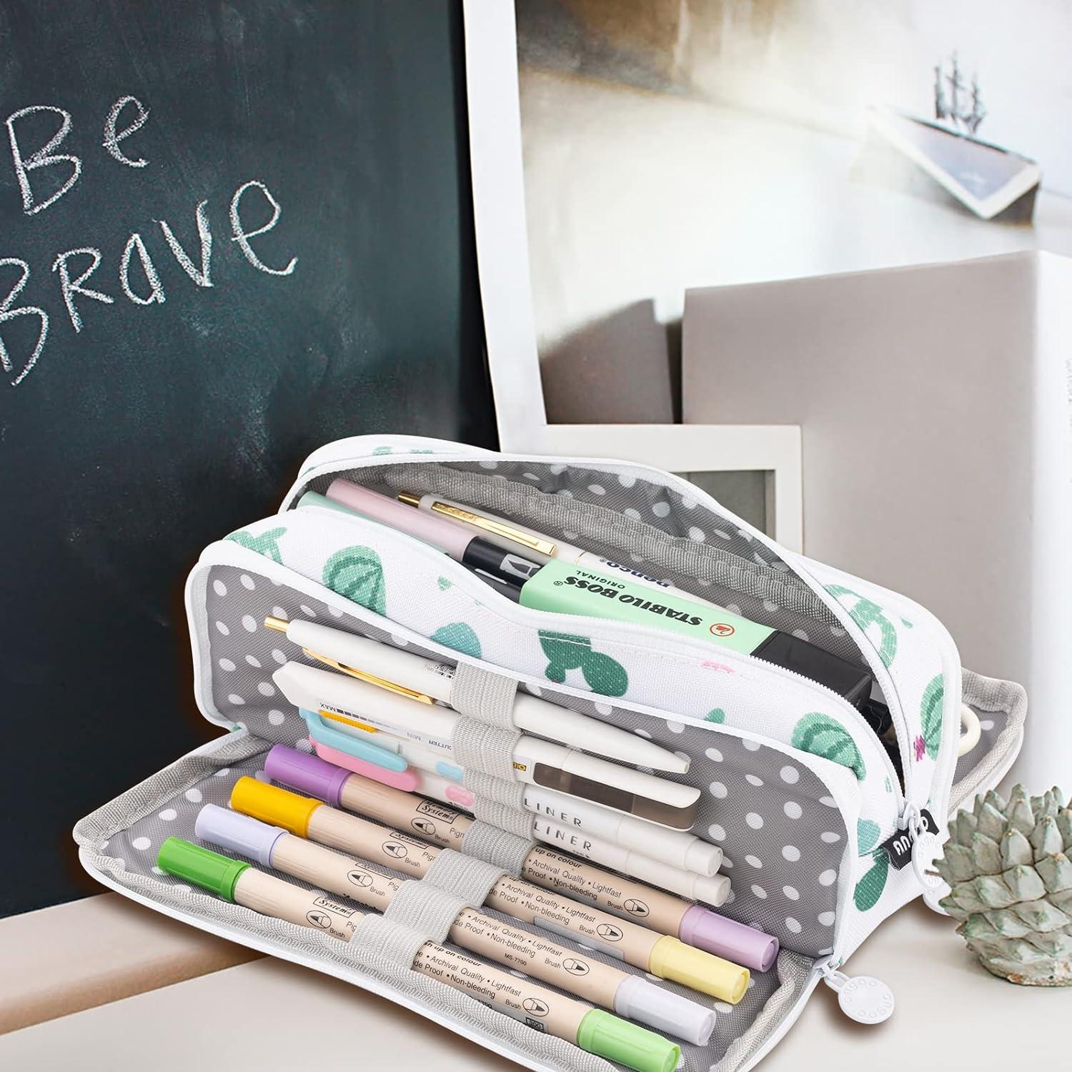Cute Pencil Case, Large Capacity Pencil Cases For Adults, Large Pencil Case  Aesthetic Pencil Pouch, Pencil Case Organizer Green School Supplies For Gi