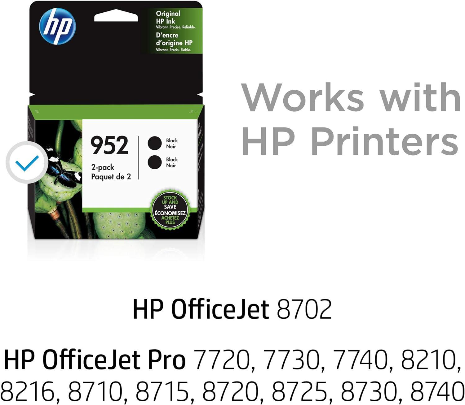 HP 952 | 2 Ink Cartridges | Black | Works with HP OfficeJet Pro
