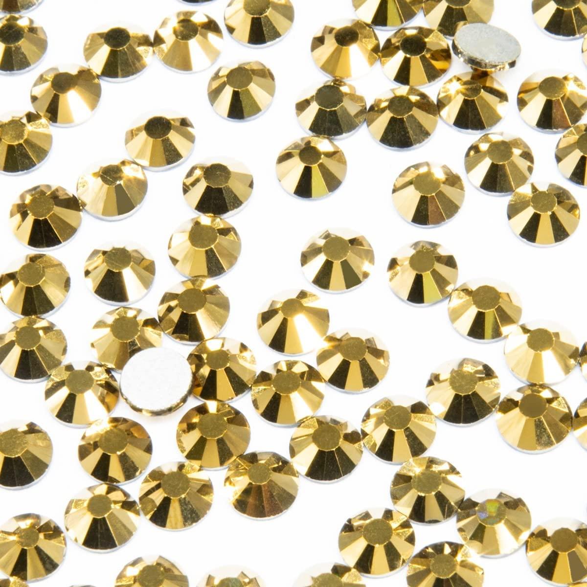 qiipii 400pcs SS30 Mine Gold Nail Rhinestones Bulk Metallic Golden