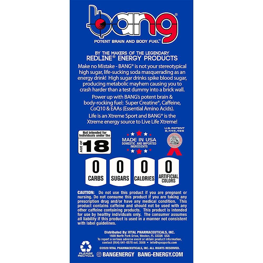 Bang Energy Drink with CoQ10 Creatine Strawberry Blast (12 Drinks, 16