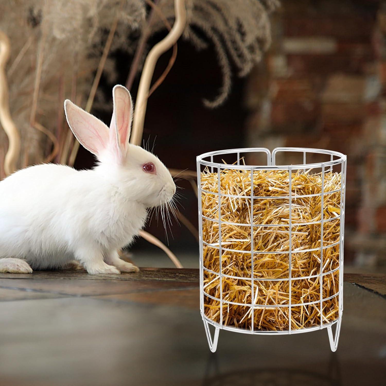 PATKAW Metal Rabbit Grass Feeder Free Standing Bunny Grass Feeder Rack ...