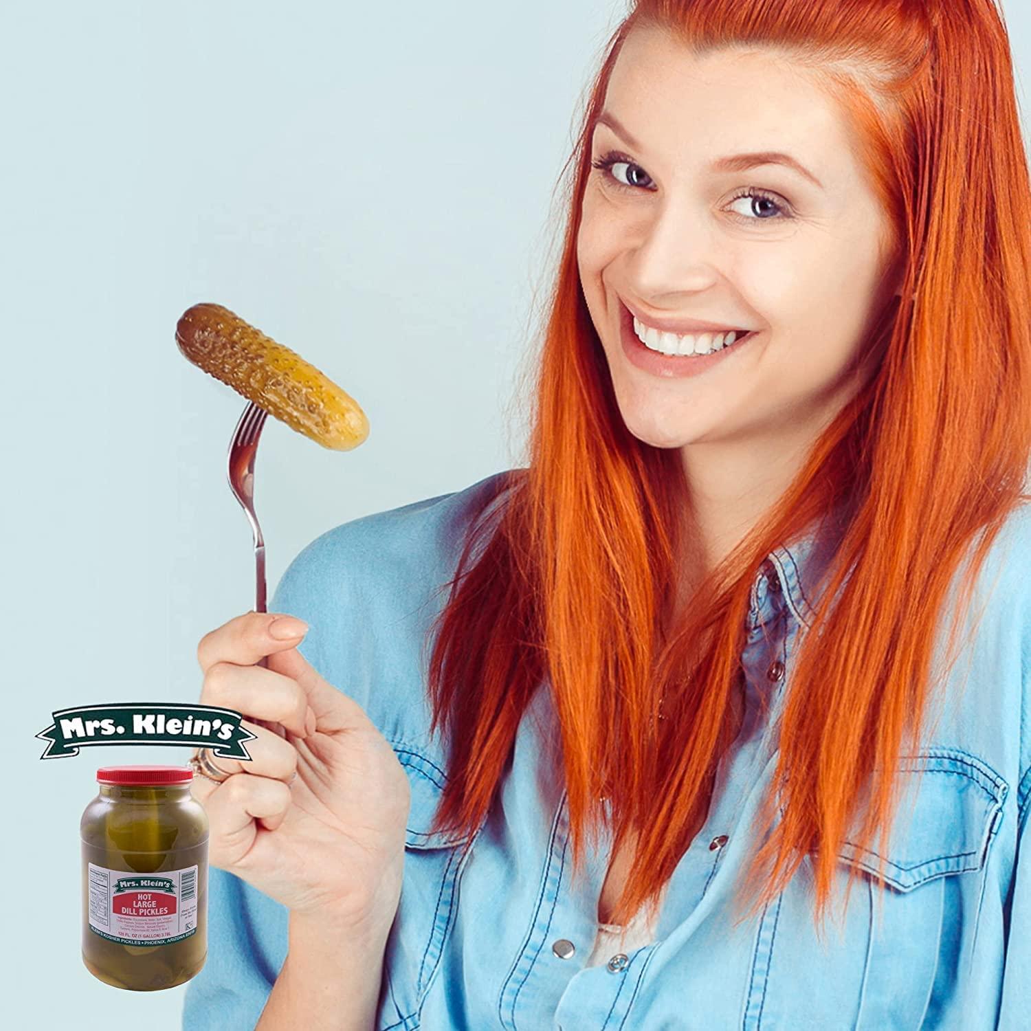  Mrs. Kleins Large Hot Pickles, Bold Spicy Dill Pickle Snack, Spicy Giant Dill Pickles Made with Natural Ingredients, Kosher, Low Carb,  Gluten Free & Vegan