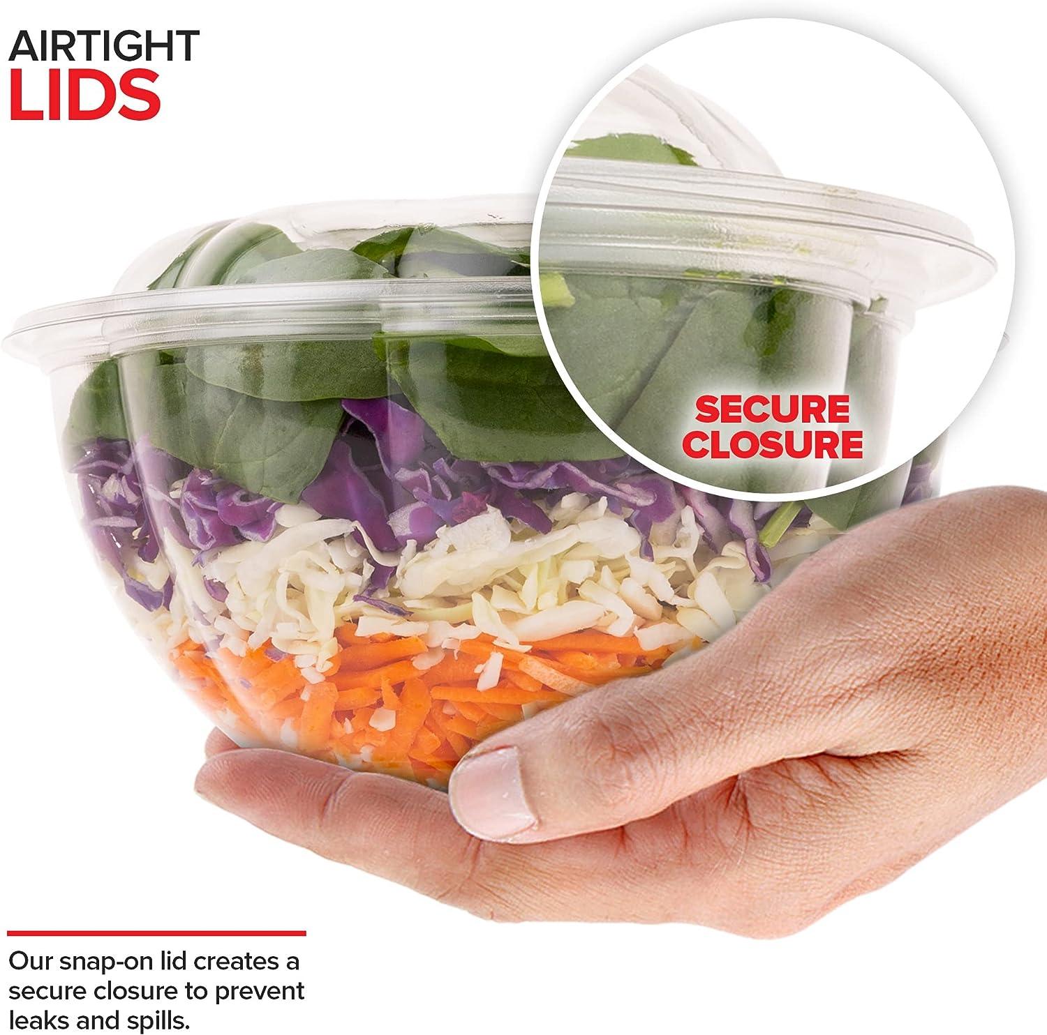 Stock Your Home Disposable Salad Bowls with Lids (50 Count) 48 oz. Plastic  Salad Bowls - Large Salad Bowl To-Go Container with Airtight Lids