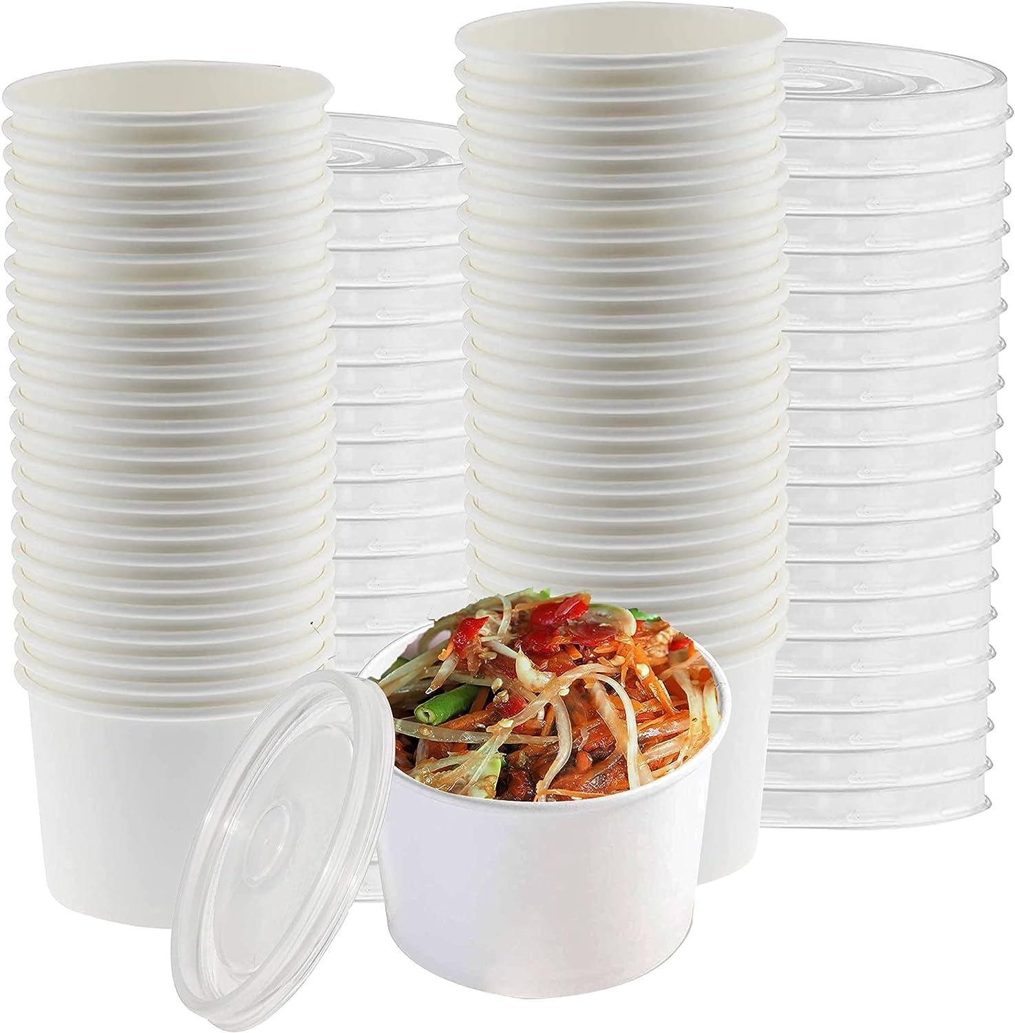 16oz Disposable Paper Soup Bowl Hot Soup Cup With Lids