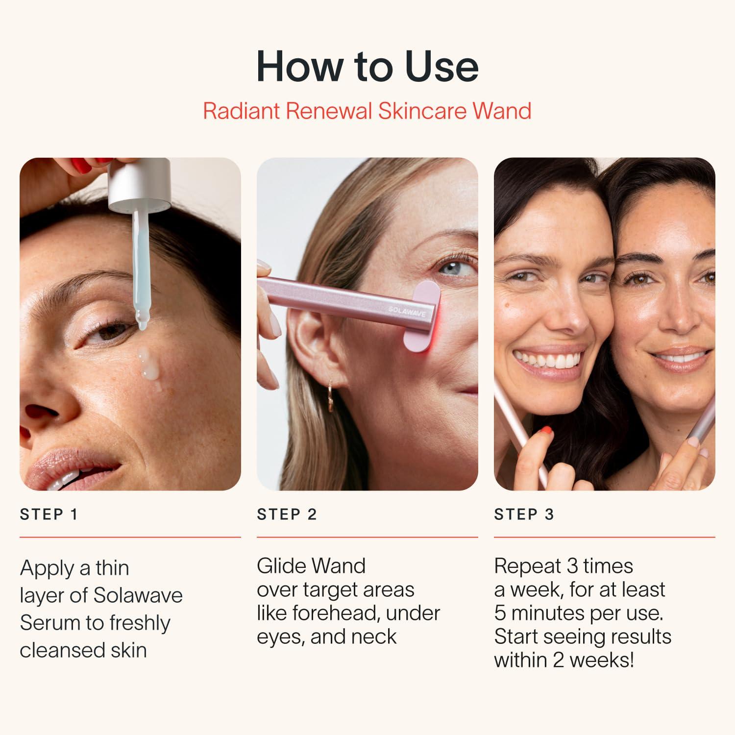 Shop Solawave 4-in-1 Facial Wand & Renew Complex Serum Bundle | Red Light  Therapy & Microcurrent Anti-Aging Device | Rose Gold Face Massager for  Wrinkles | Buy Now with Express International Delivery |