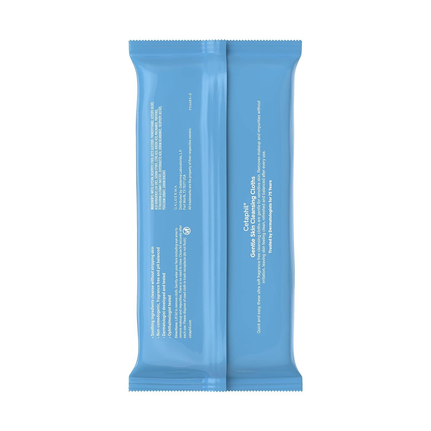 Cetaphil Face and Body Wipes Gentle Skin Cleansing Cloths 25 Count