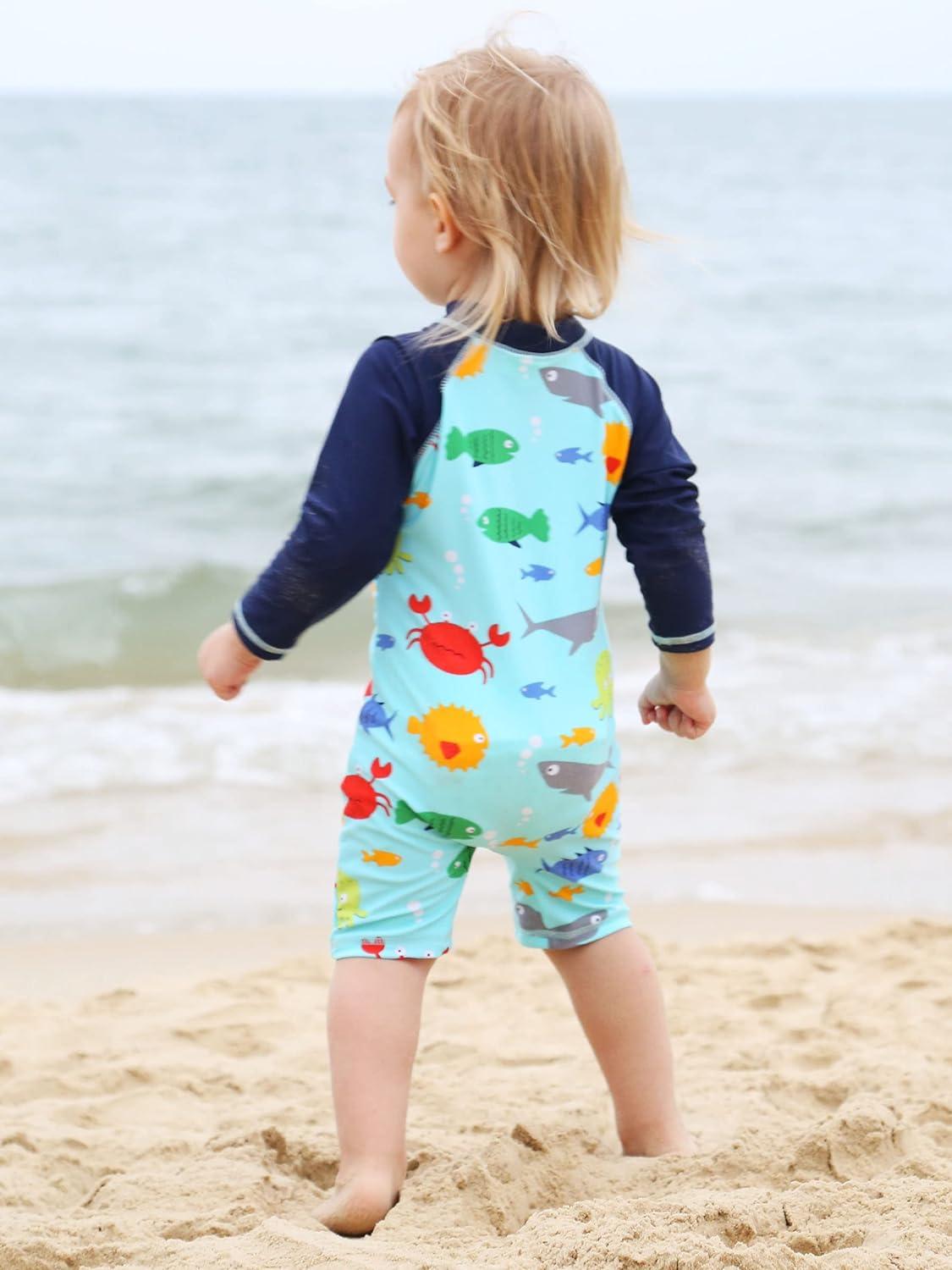 HUAANIUE Baby Girls One Piece Long Sleeve Swimwear UPF 50+ Boys