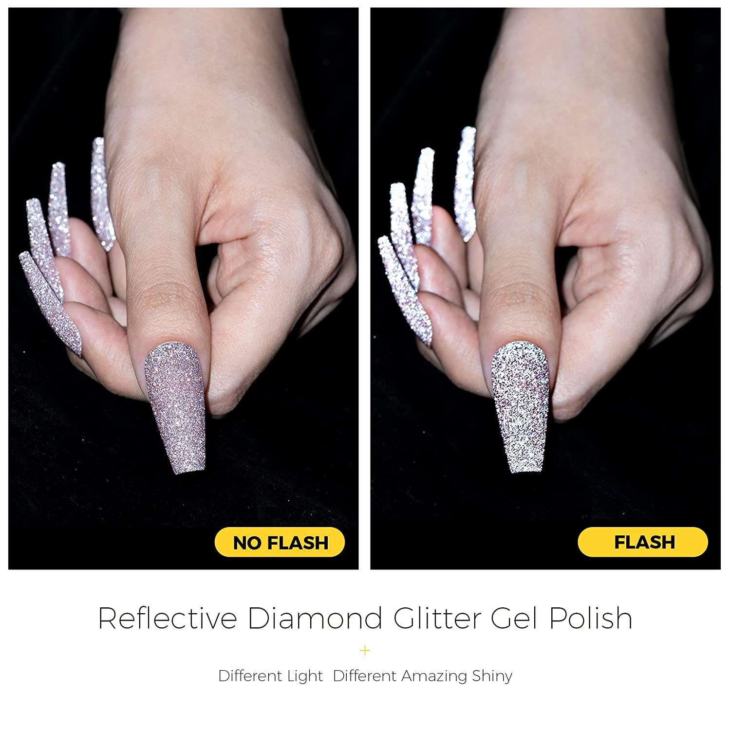 BURANO Reflective Glitter Gel Polish, Rose Blue Purple Silver