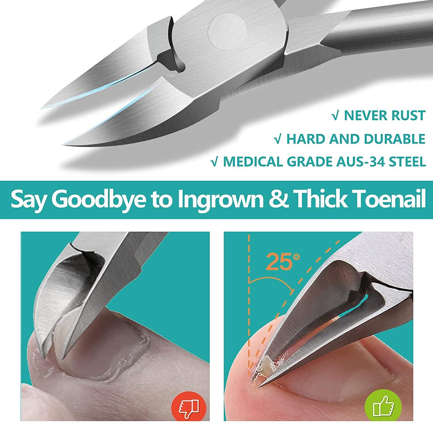 Toenail Clippers for Thick Nails, Large Nail Clippers for Ingrown Toenails  Professional Podiatrist Stainless Steel Sharp Curved Blade Nail Cutter for  Man, Women and Adults Curved Blade Nail Clipper