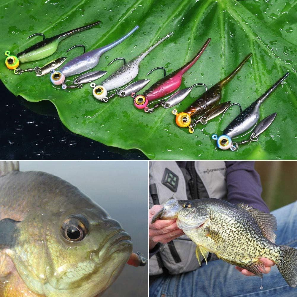 Crappie-Baits- Plastics-Jig-Heads-Kit-Shad-Minnow-Fishing-Lures-for  Crappie-Panfish-Bluegill-40 &135 Piece Kit BABY SHAD 40 pc.KIT COMBO 1