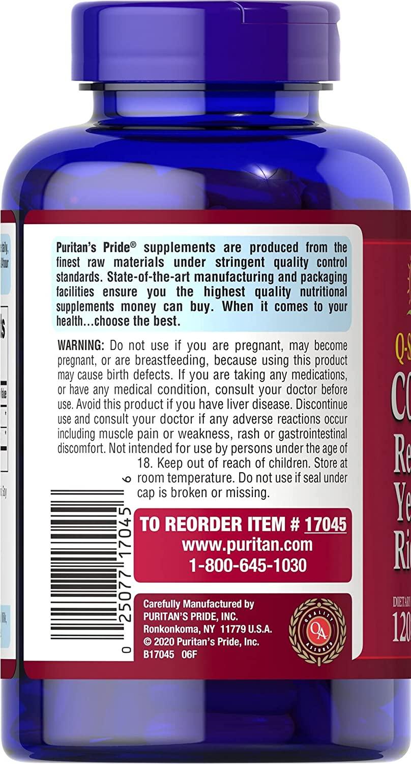 QSorb CoQ10 Plus Red Yeast Rice,120 Rapid Release Softgels by Puritan