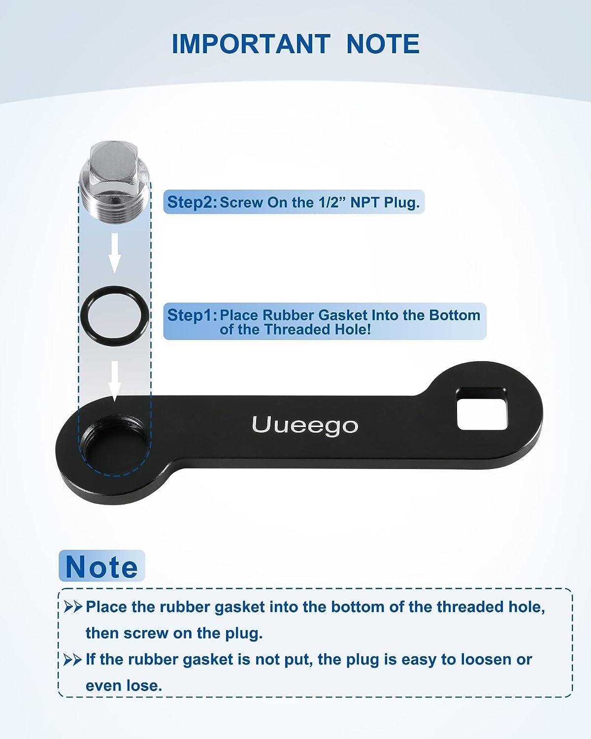 uueeGo NonCorrosive Aluminum Boat Drain Plug Wrench, Patented, Fits 1/