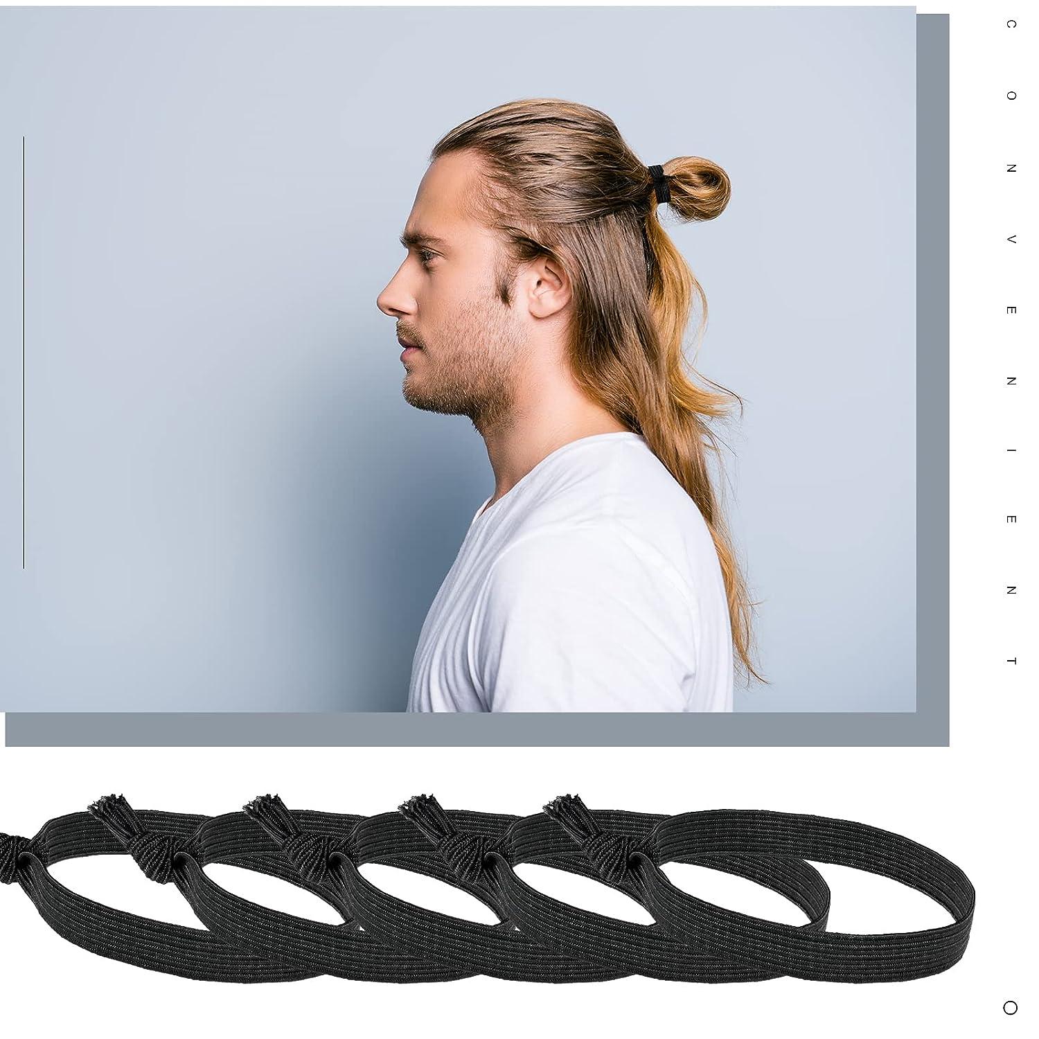 50 Pcs Knotted Mens Hair Ties for Men Black Hair Ties for Guys Man Bun Hair  Tie Elastic Mens Flat Hair Band No Crease Curly Hair Ponytail Holders Hair  Accessories for Thick