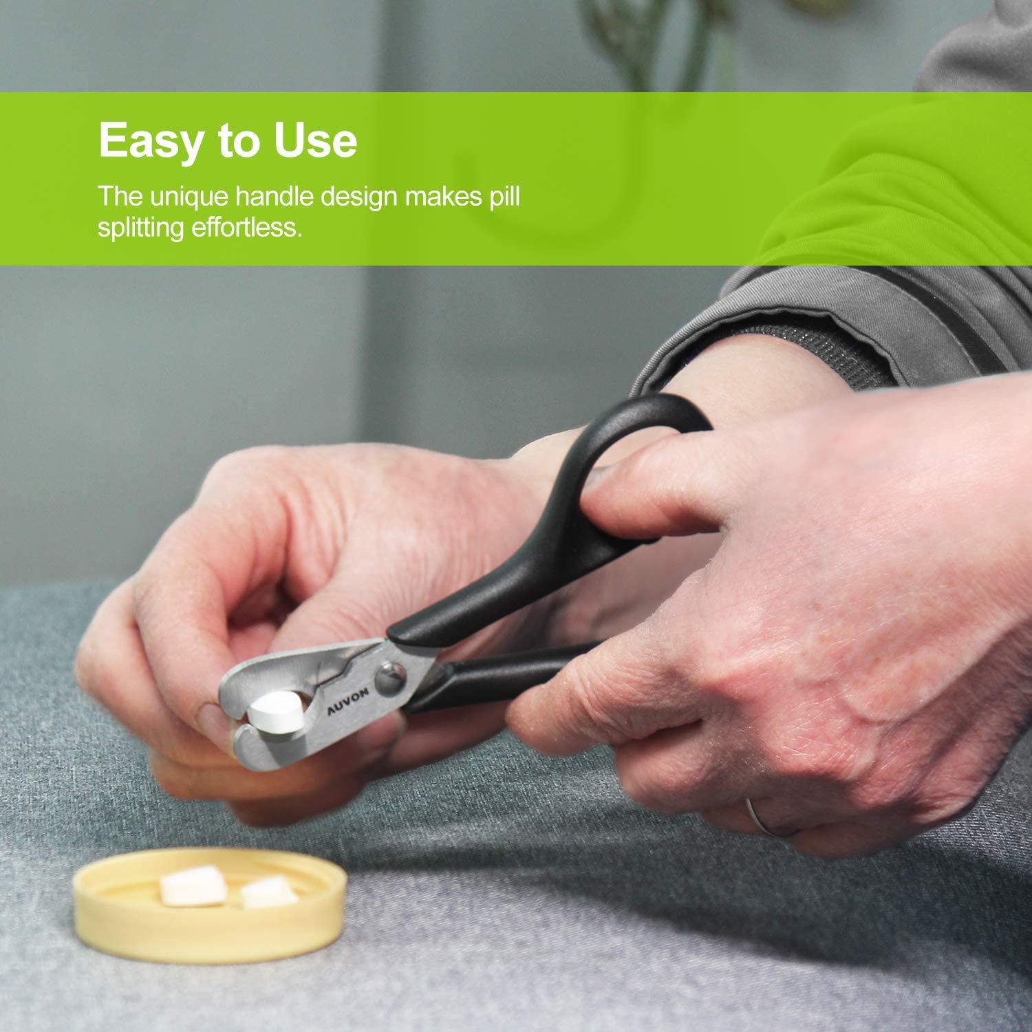 AUVON ScissorsShaped Pill Cutter Sharp Blade Pill Splitter for