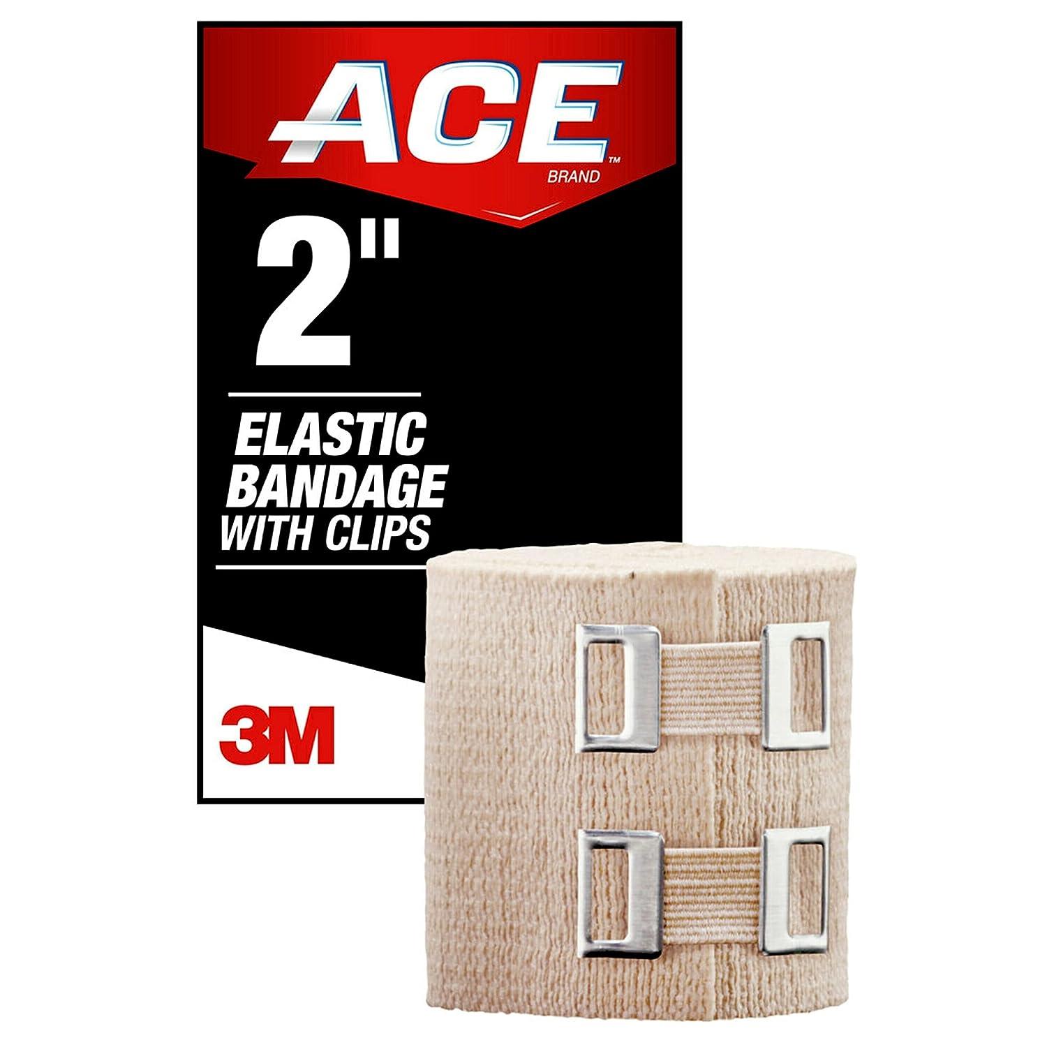 ACE 2 Inch Elastic Bandage with with Clips, Beige, Great for Wrist