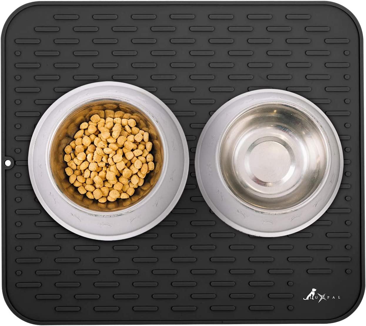 Dog Food Mat, Silicone Dog Cat Bowl Mat, Non Slip Waterproof Pet Feeding Mat FDA Grade Food Container Placemat for Small Animals, Size: Medium, Gray