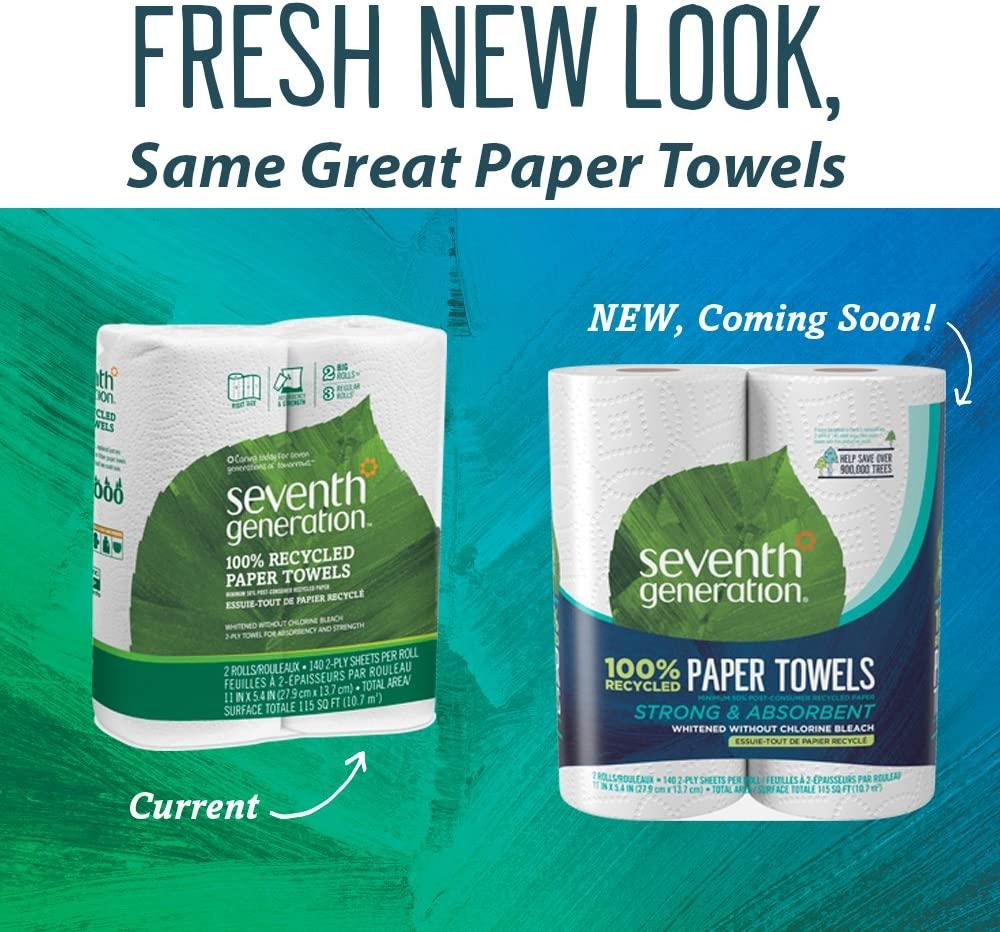 Seventh Generation Paper Towels, 100 Recycled Paper, 2ply, 2Count