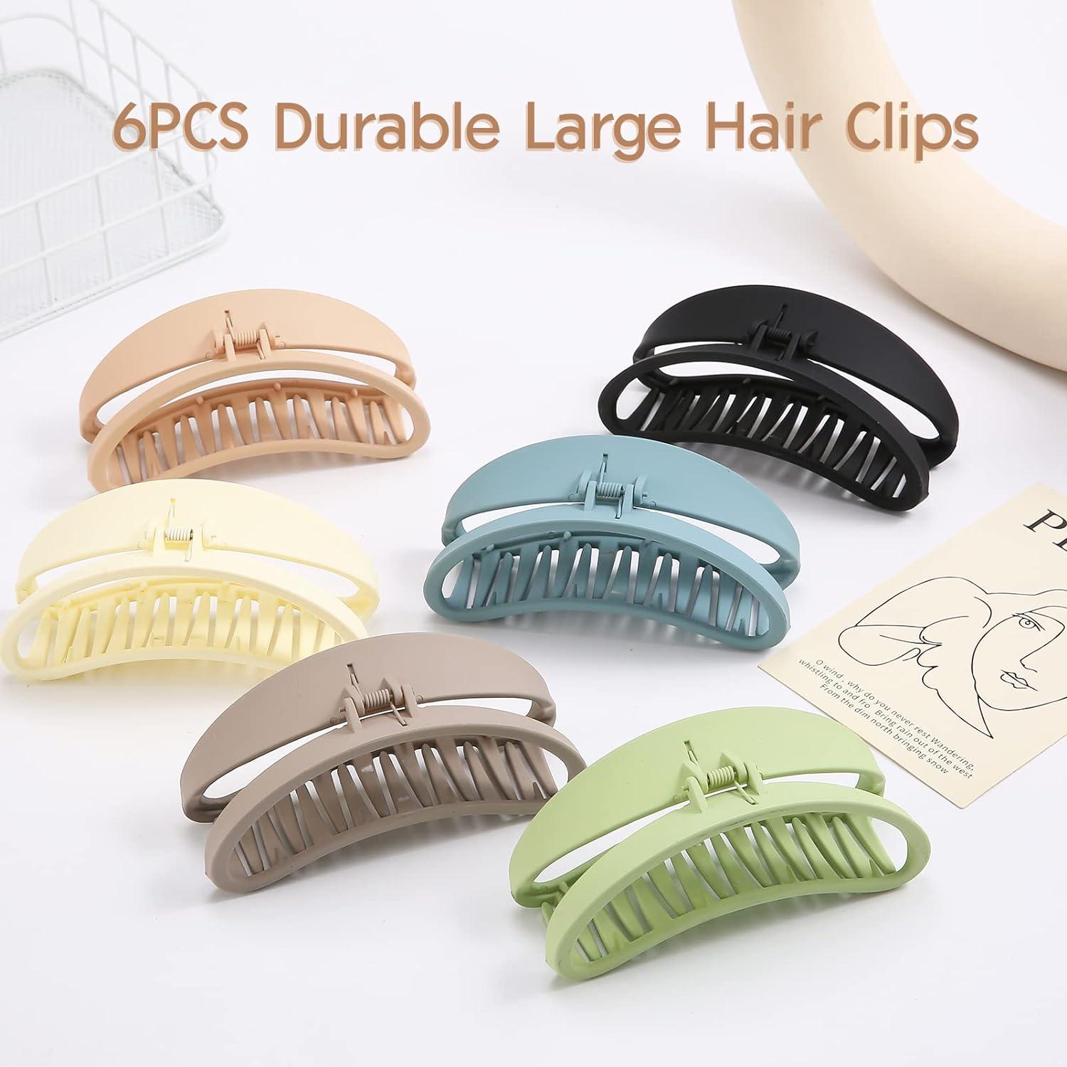 6 Pack Hair Clips Extra Large Hair Claw Clips 4.9 Inch Jumbo Half
