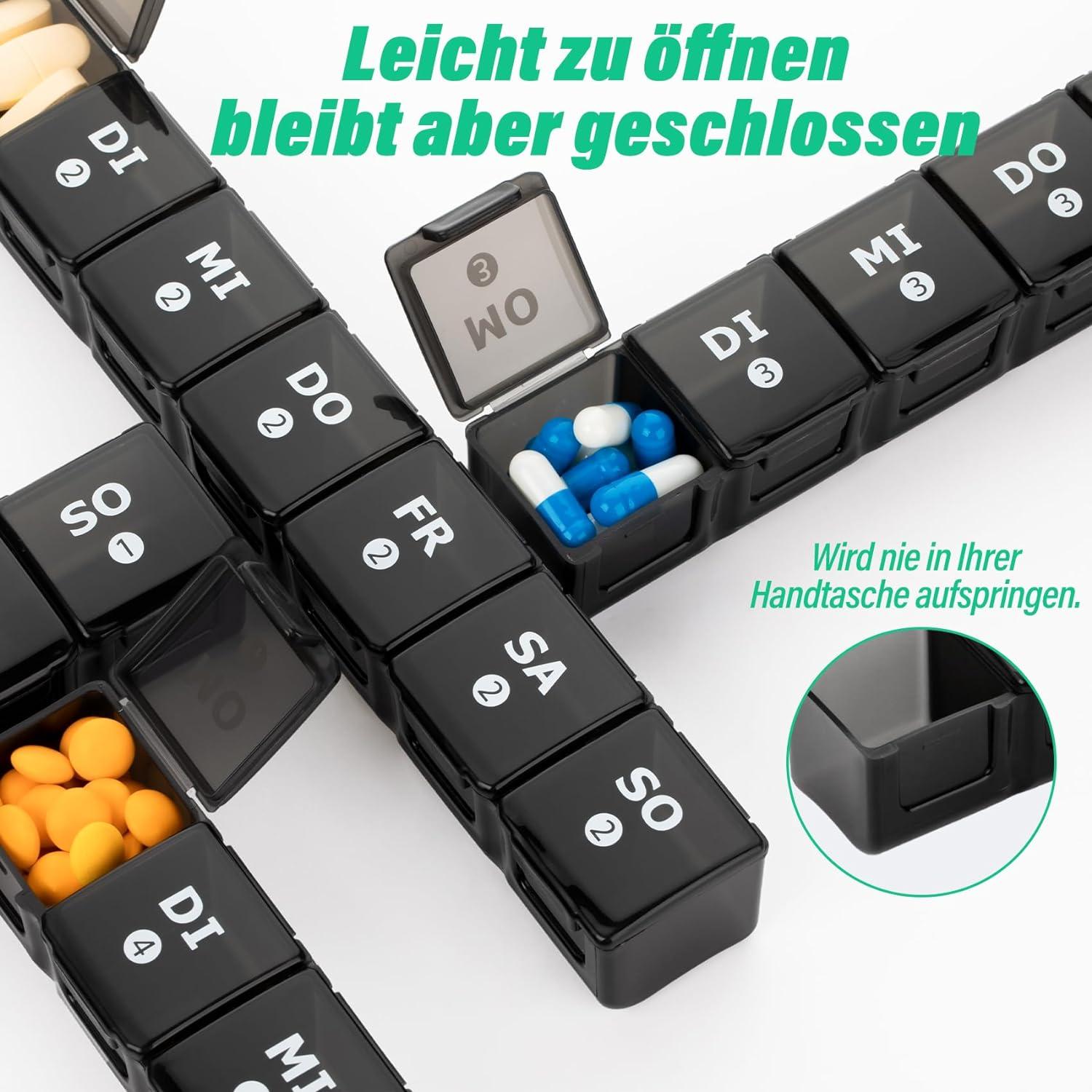 28-Day Tablet Organizer Box | Weekly Pill Box with 7 Compartments for ...
