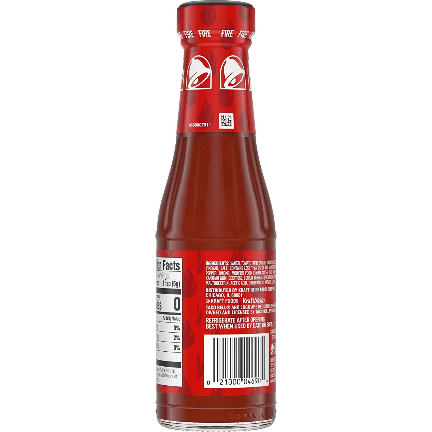 Taco Bell Fire Sauce Glass Bottle, 7.5 OZ 3pack Tomato 7.5 Ounce (Pack