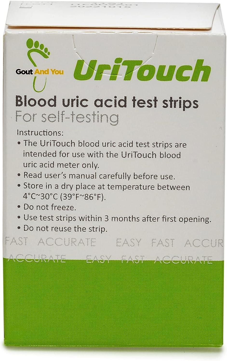 UriTouch Blood Uric Acid Test Strips Accurate Testing for Uric Acid