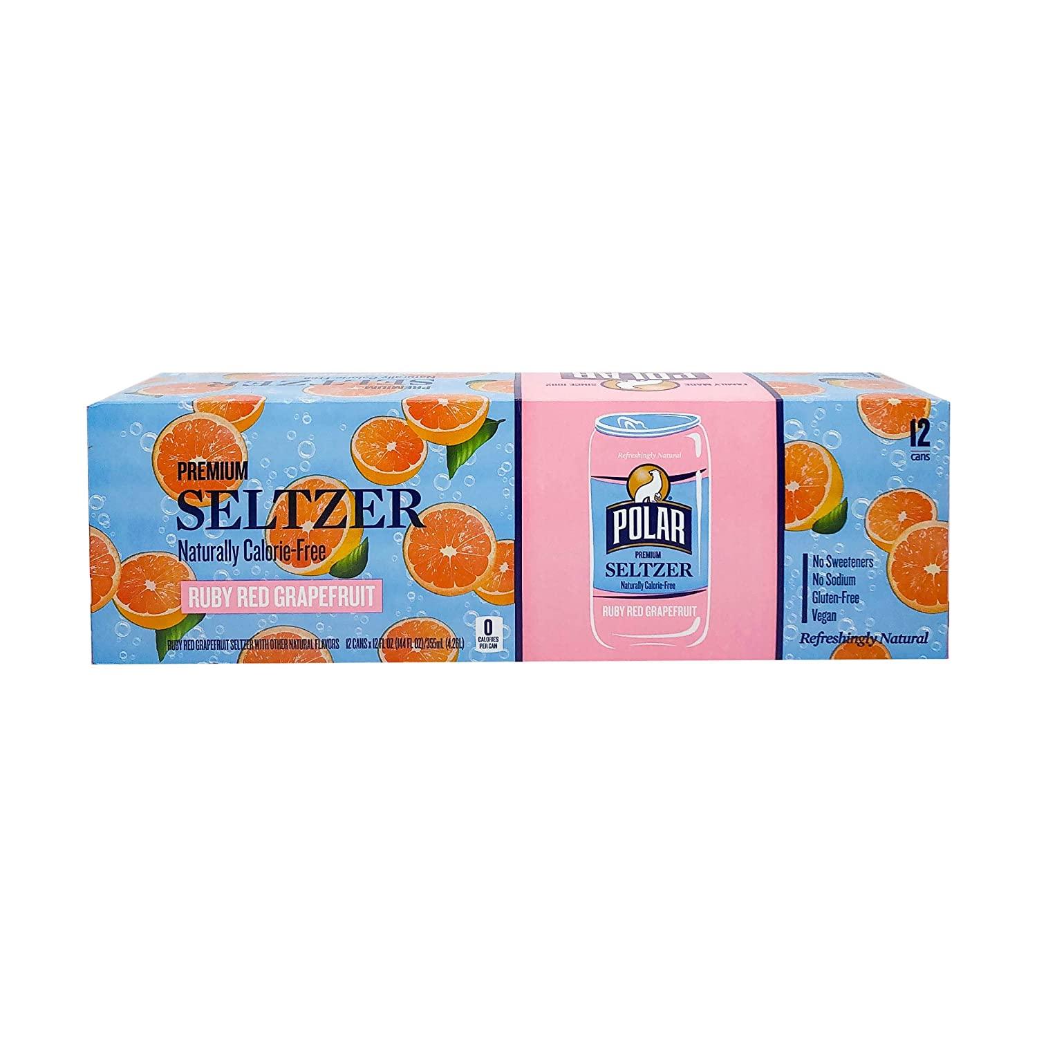 Polar Seltzer Water Ruby Red Grapefruit, 12 fl oz cans, 12 pack