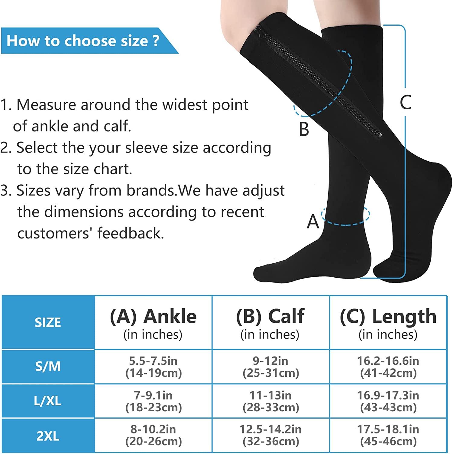 2Pairs Compression Stockings Zipper Sports Pressure Elastic Socks