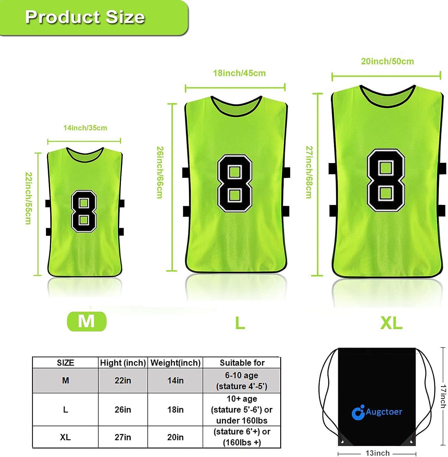 24 Pinnies Da Calcio Per Adulti, 2 Colori Arancione E Verde, Numerati 1-12, Giubbotti Allenamento Traspiranti Con Borsa Rete - 3