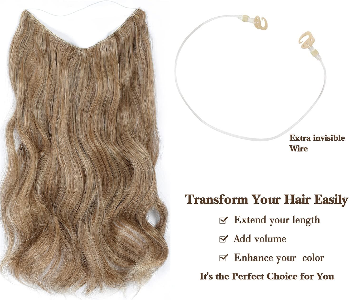 Golden Brown Hair Extensions with Adjustable Size Removable Clips