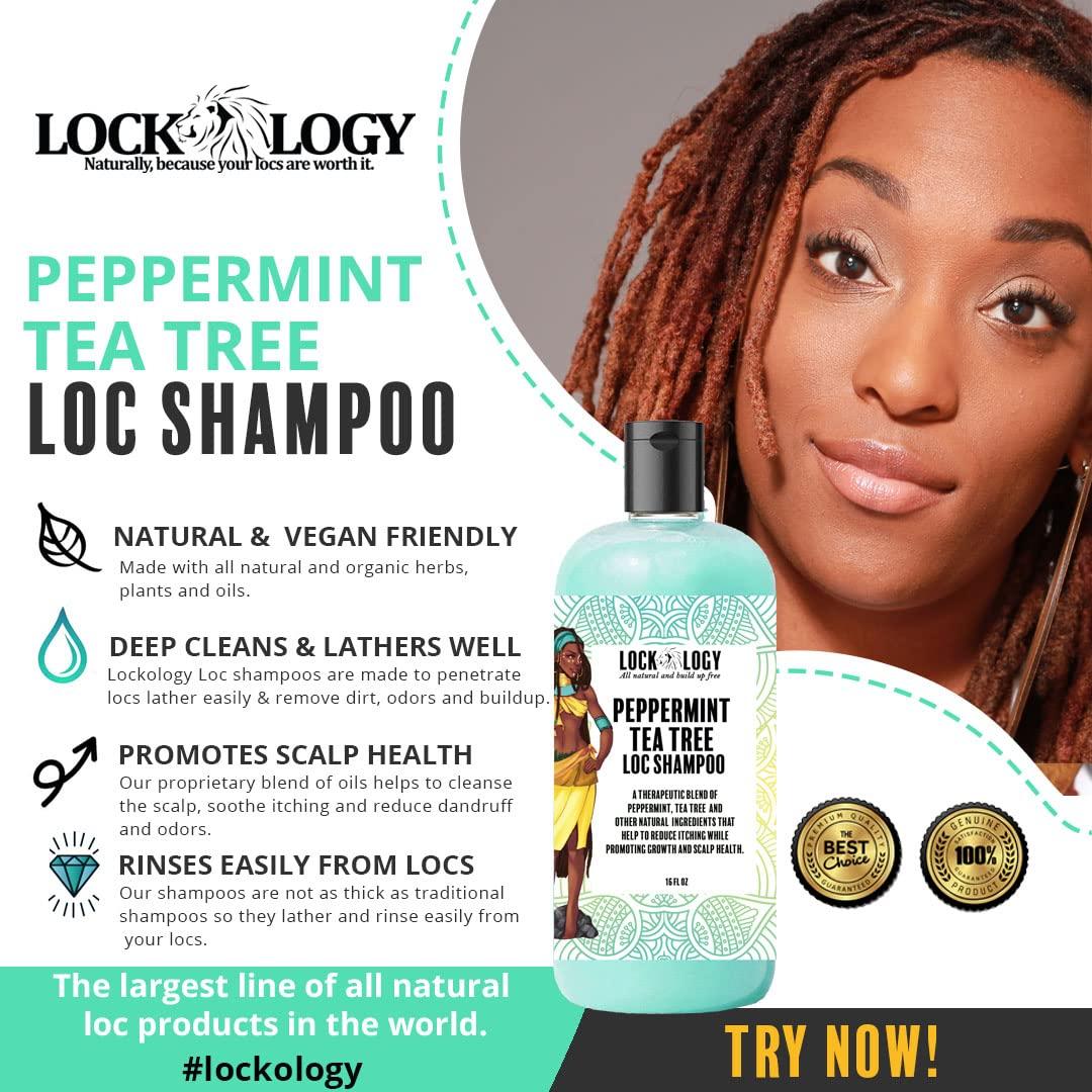 Lockology Dreadlock Shampoo with Peppermint Tea Tree, Organic Loc Shampoo  For Dreads
