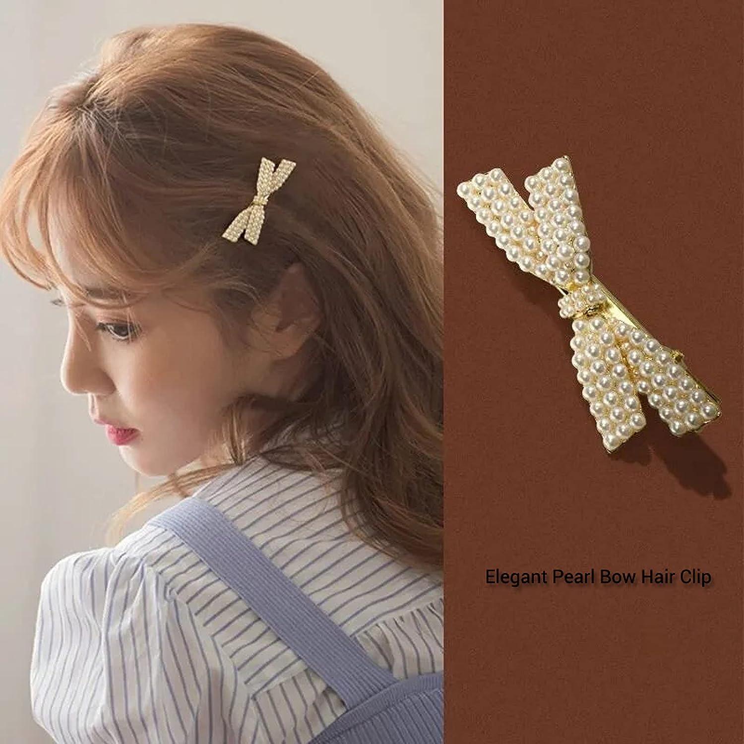Pearl Bow Hair Clips, Korean Accessories, Pearl Bow Hairpin