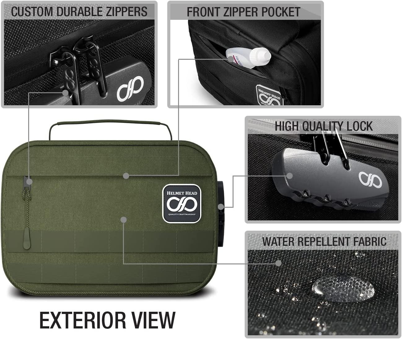HELMET HEAD Smell Proof Stash Box with Combo Lock + Grinder Card Durable Water Repellent Smell