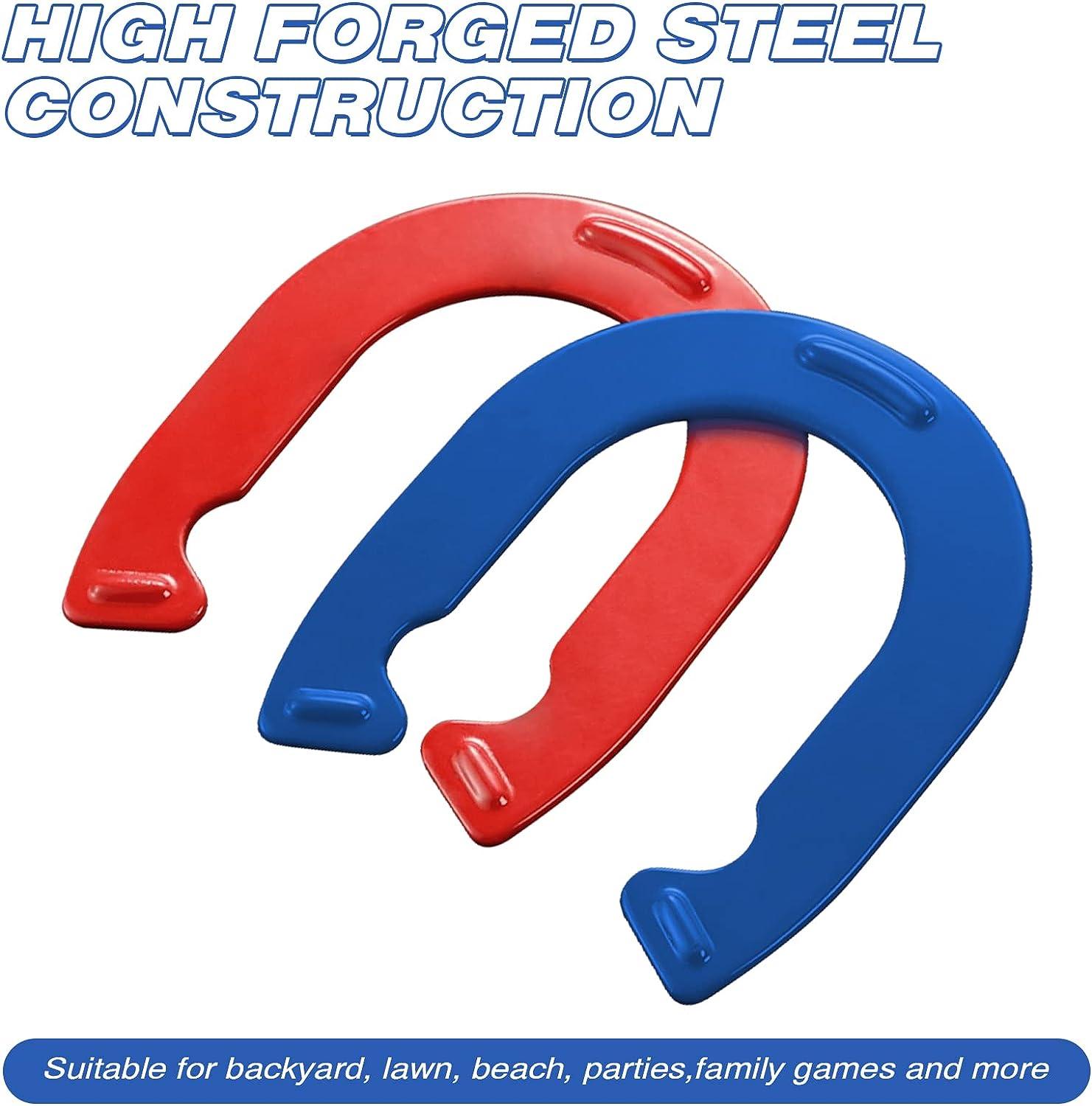 PoPoHoser Heavy Duty Steel Horseshoes Outdoor Game Set 4 Horse Shoes