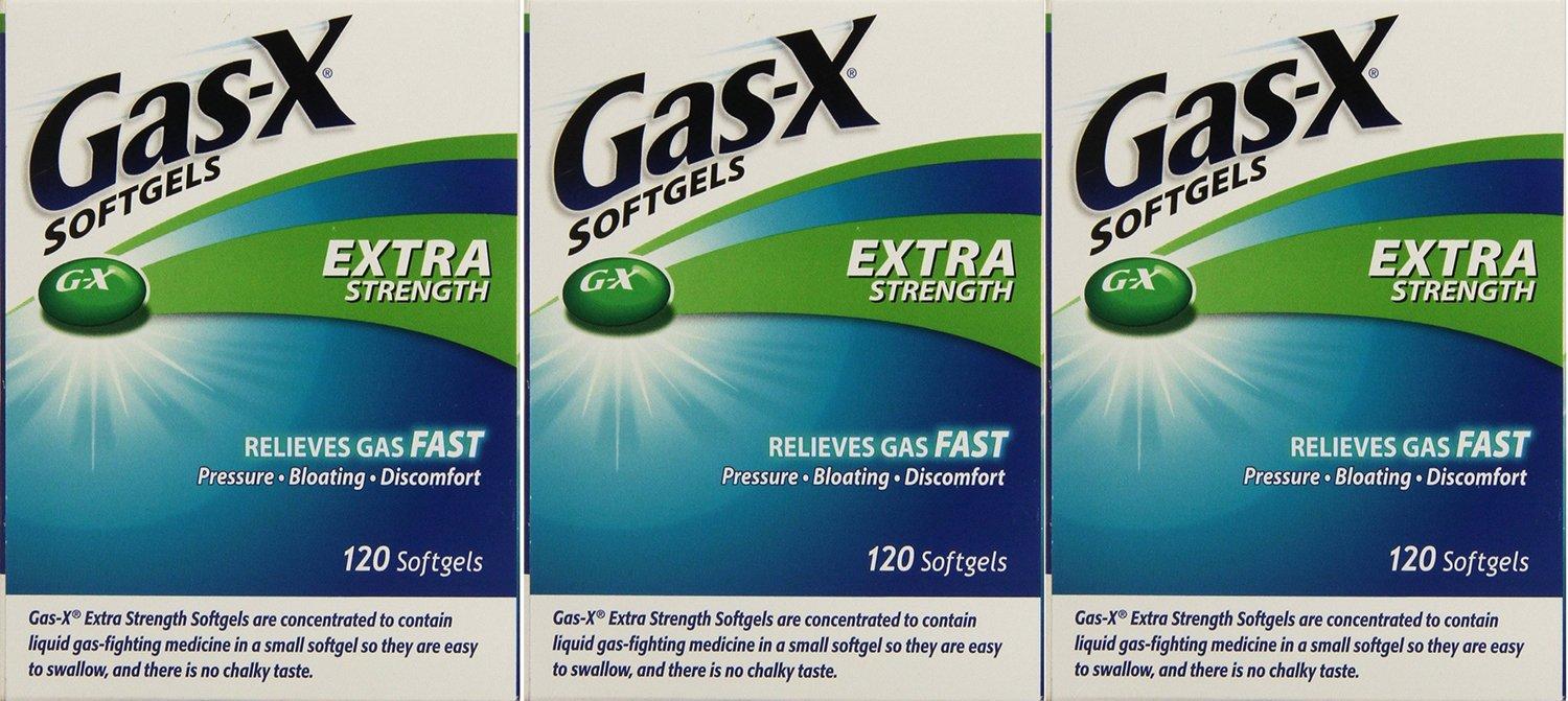 GasX Extra Strength Antigas Simethicone 120 Softgels ( Family Pack of 3)