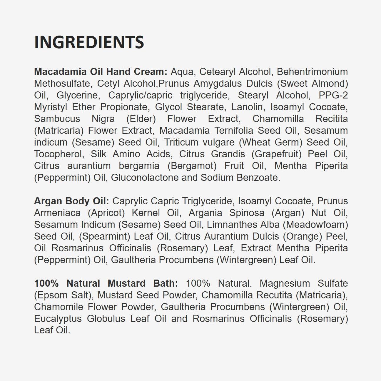 Barefoot Venus Mustard Bath Gift Set with Bath Soak, Hand Cream & Argan Oil