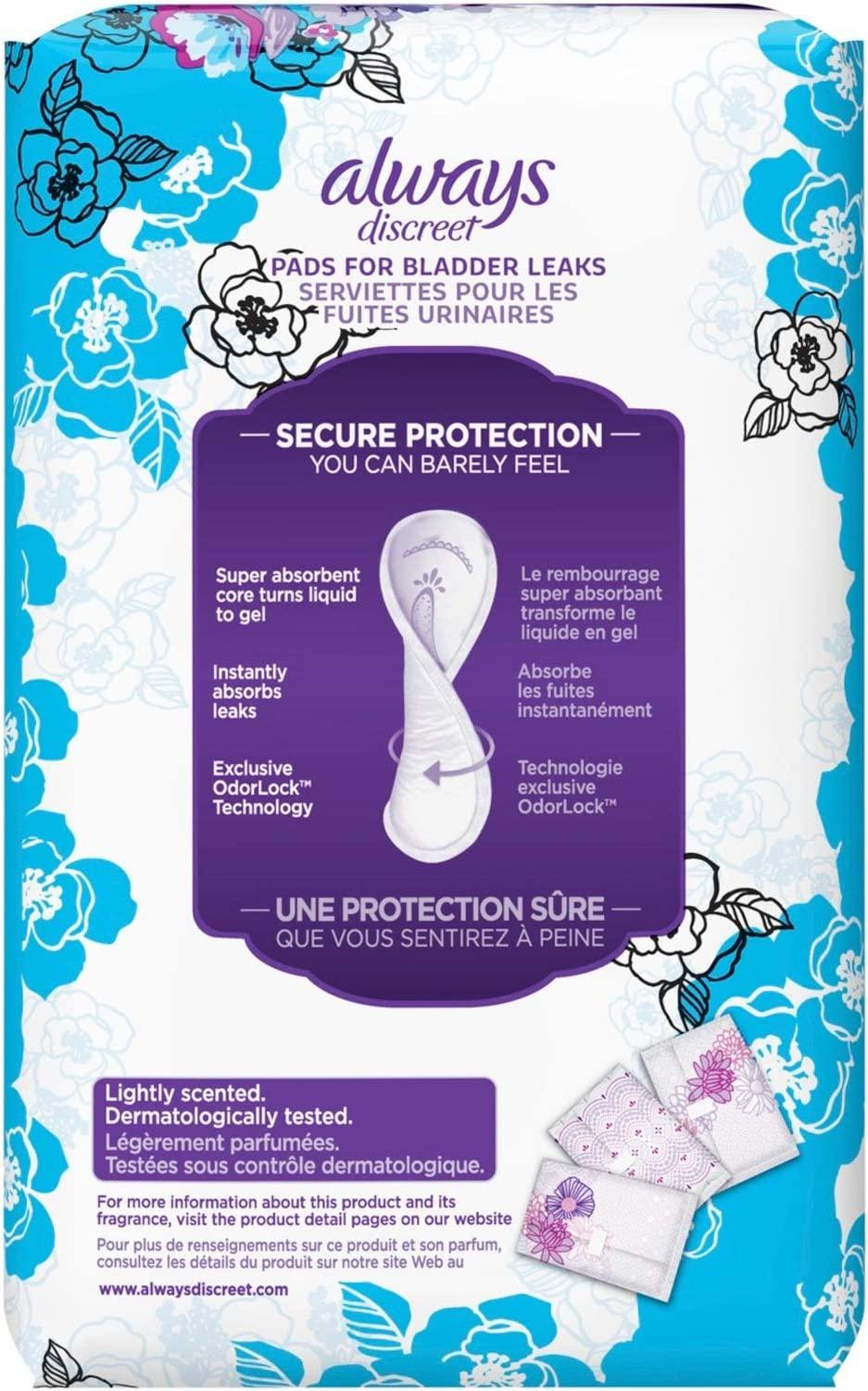 Always Discreet Incontinence Light Pads 3 Drops 4 Value Packs of 30