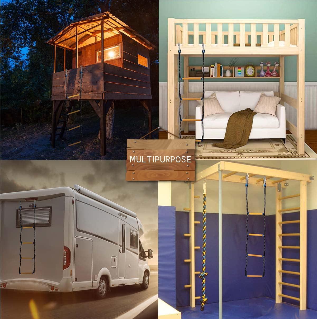 Nakustab Heavy Duty Boat Ladder, Resin Rungs Boat Rope Ladder 440lbs