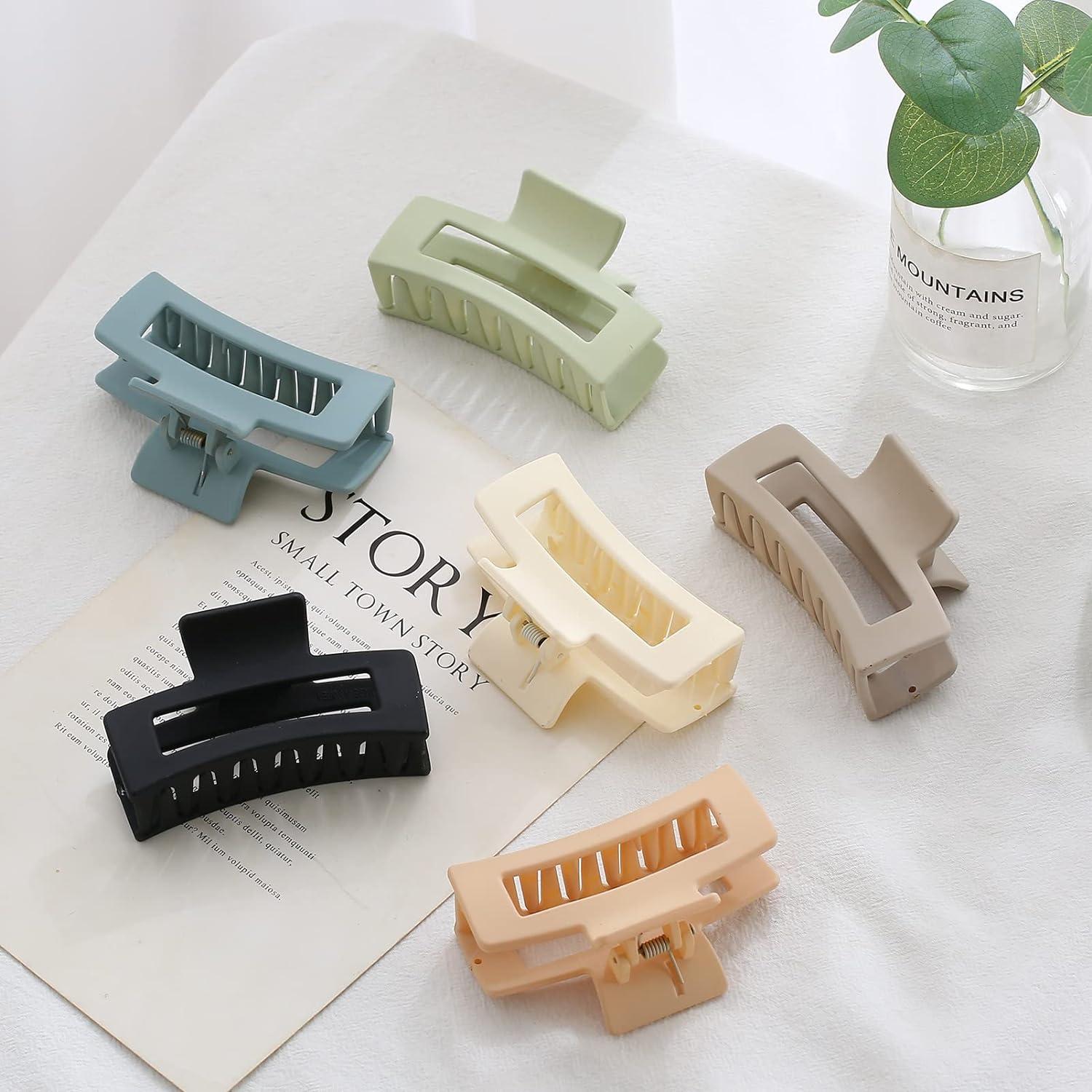 6 Pack Square Claw Clips Hair Claw Clips for Women Girls 3.5 Medium Non-slip  Hair Clips Rectangular Claw Hair Clips Matte Hair Claws Strong Hair Styling  Accessories Jumbo Claw Clip for Thin