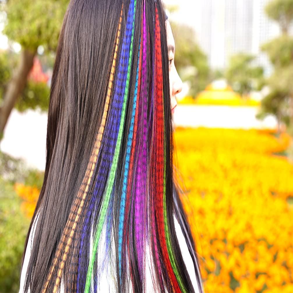 Synthetic feather top hair extensions