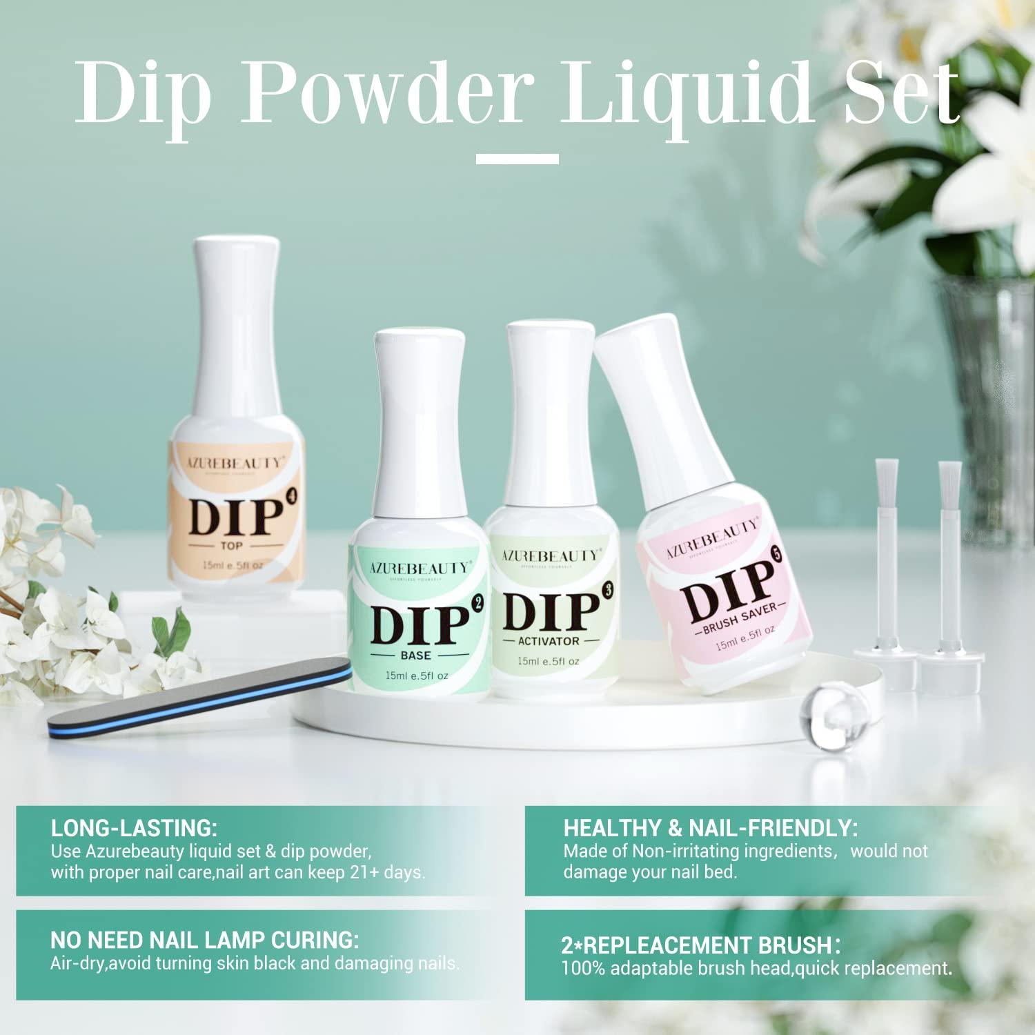 AZUREBEAUTY Dip Powder Liquid Set 15ml/0.5oz, 7 Pcs Dipping Powder Base