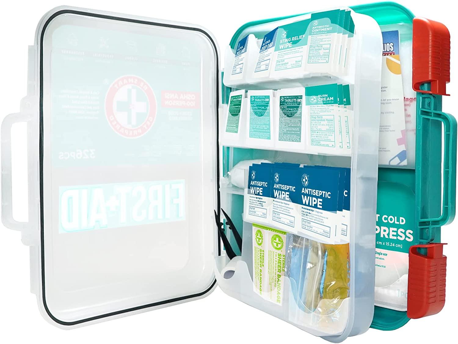 326Piece Teal First Aid Kit Exceeds OSHA & ANSI for 100 People
