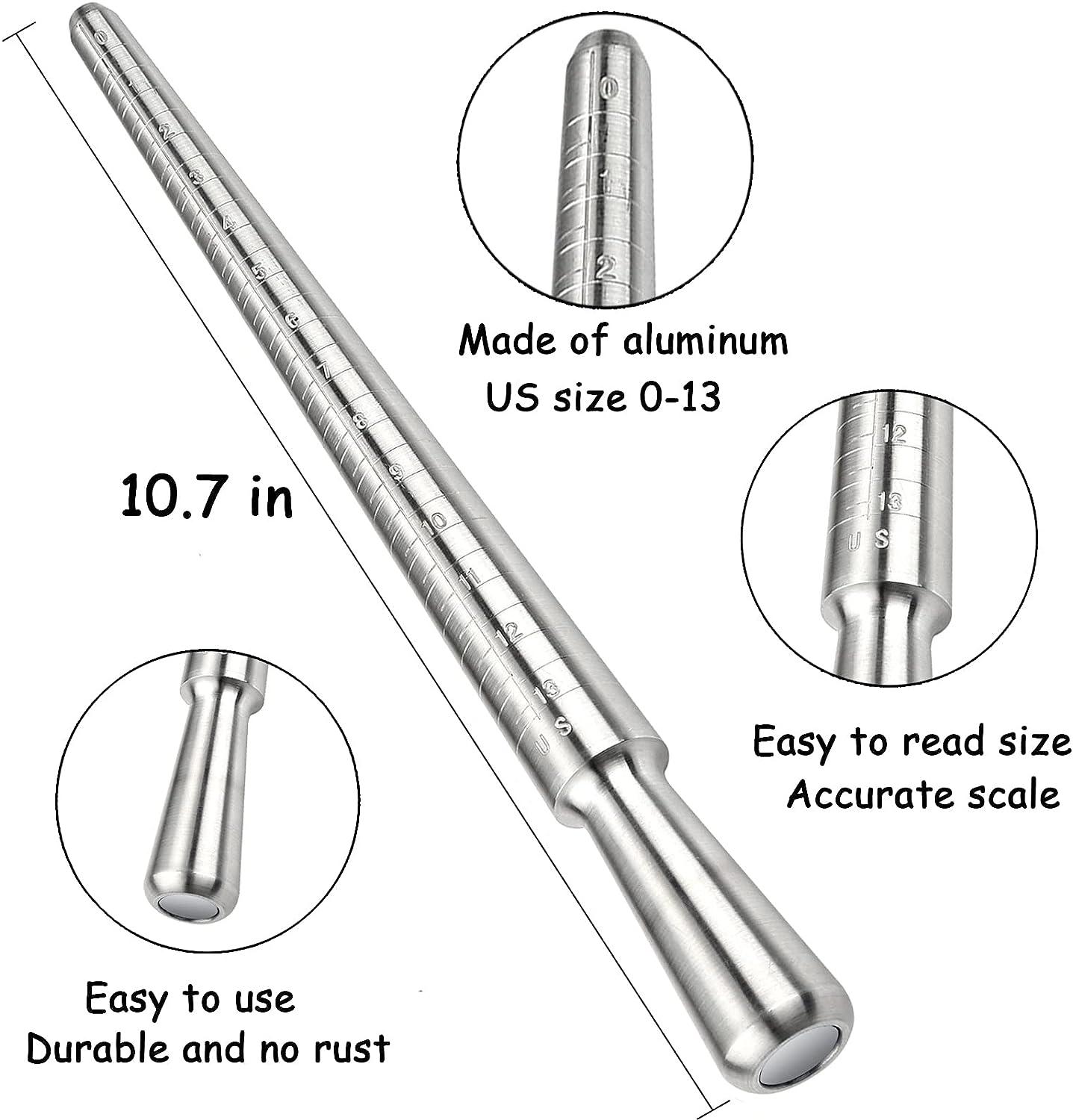 Accmor Ring Sizer Measurement Tool Including Metal Ring Mandrel & Ring  Sizing Guage - US Size 0-13, Ring Measurering Stick & Finger Size Ket Set  for Jewelry Making
