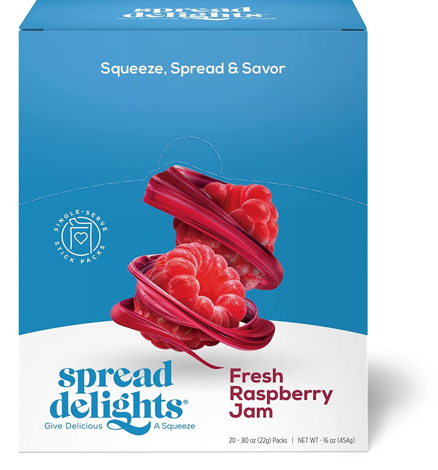 Spread Delights Raspberry Jam — Single Serve Packs for OntheGo Snacks