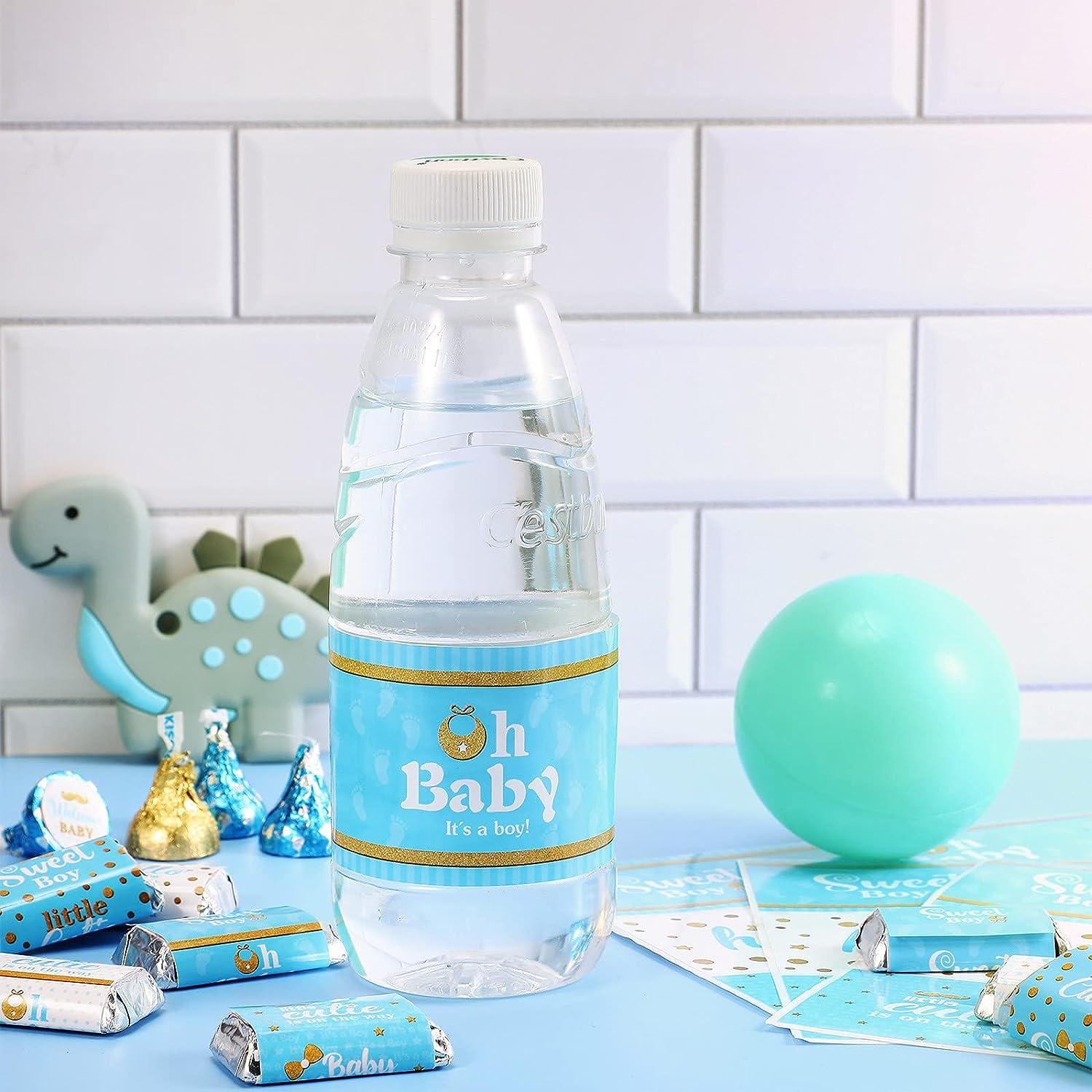 80 Pieces Baby Shower Water Bottle Labels Shower Water Bottle Stickers Wrappers Waterproof Baby