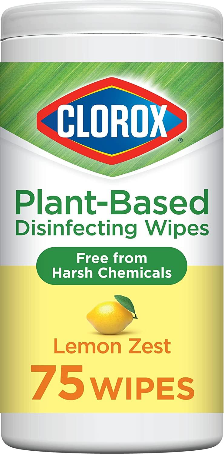 Clorox PlantBased Disinfecting Wipes Lemon Zest 75ct EcoFriendly
