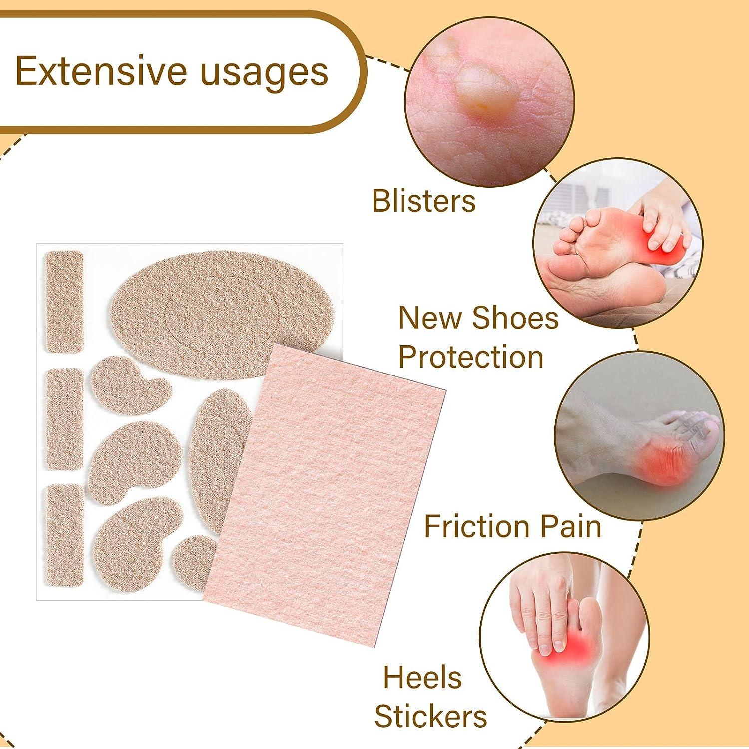 30 Sheets Moleskin for Feet Sets with 110 Pcs Flannel Adhesive Pads and 20 Sheet Adhesive Tape